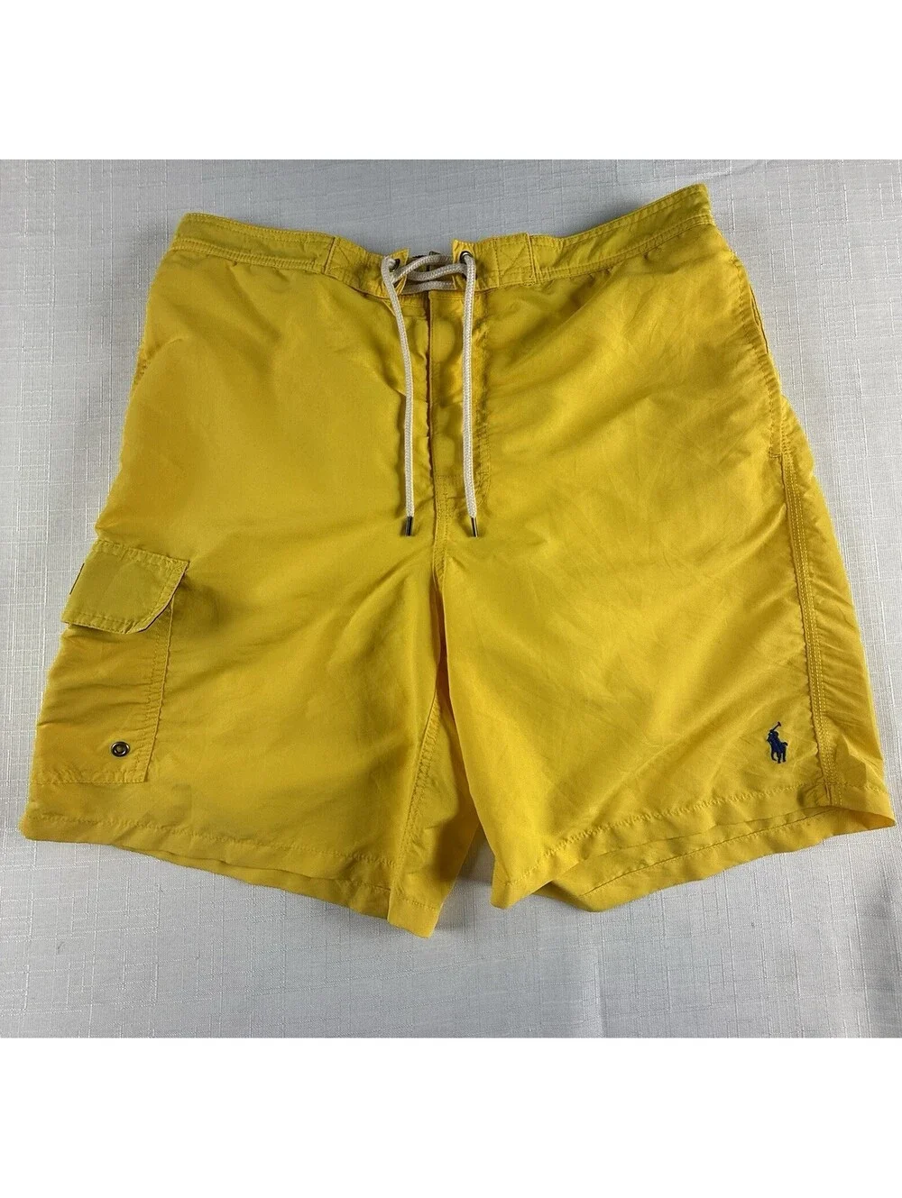 Polo Ralph Lauren Traveler Swim Trunks Mens L Yellow Cargo Pocket Pony Nylon